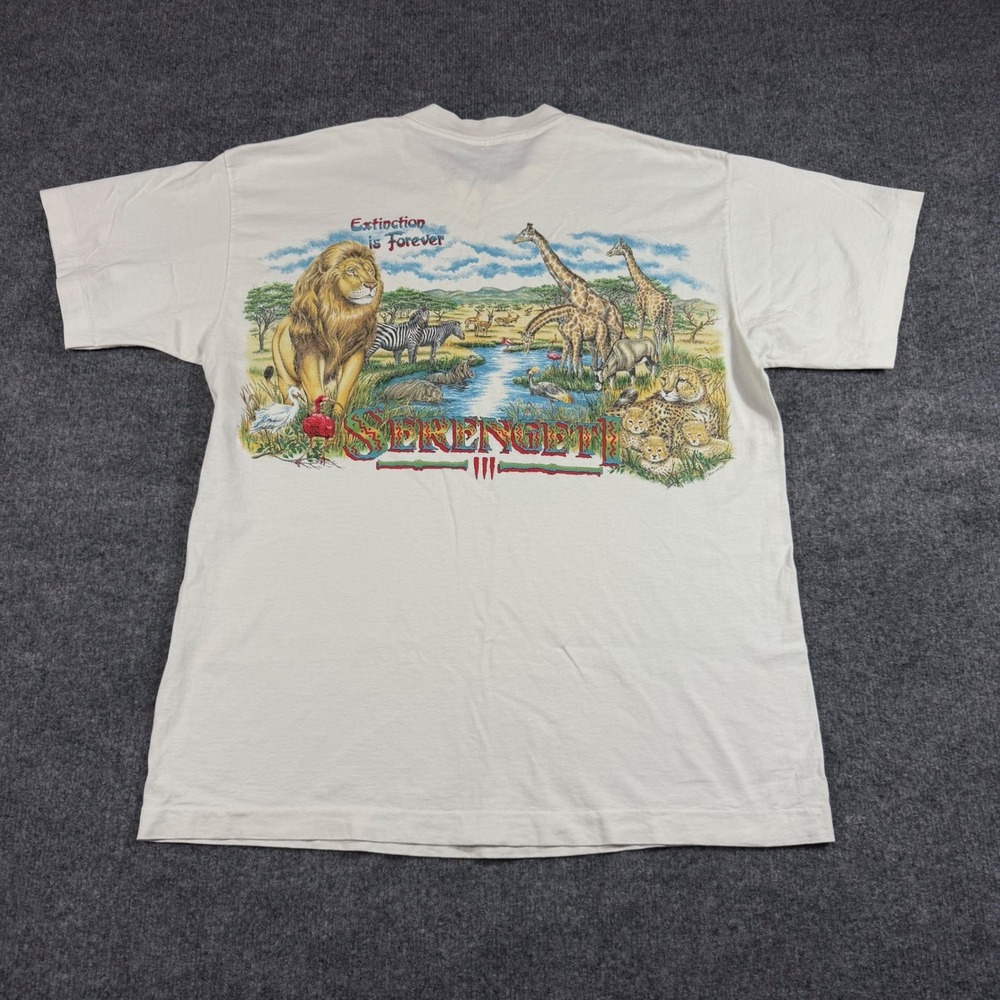 Vtg Busch Gardens Edge of Africa Serengeti T-Shirt Mens XL White Cotton USA Made